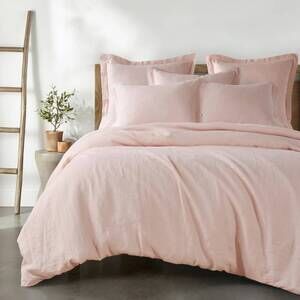 NEW LEVTEX washed linen duvet cover in blush
